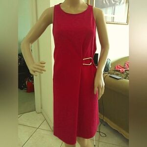 NWT HALSTON Chic Sleeveless FUSCHIS Midi Dress W/ SIDE BUCKLE SZ 10 REAL BEAUTY